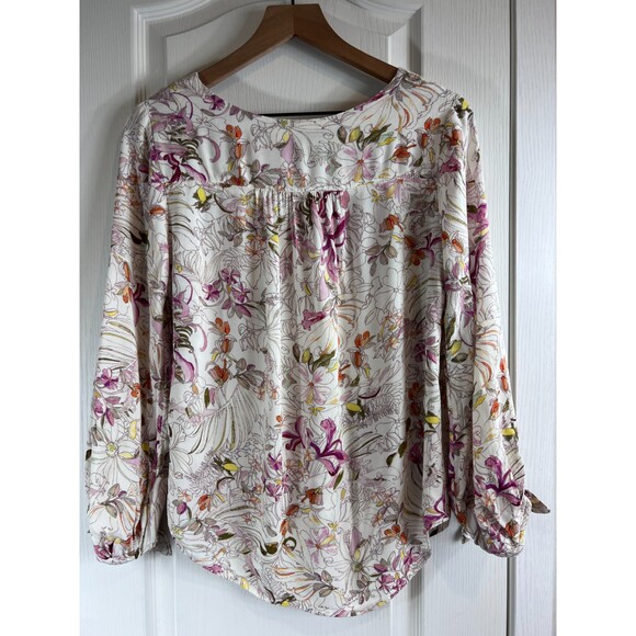 Maeve by Anthropologie Women's Pernille Floral Tie Sleeve Top Rayon Size XS - Picture 2 of 12